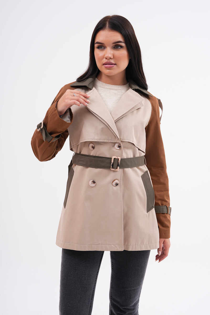 GLX 3 Colors Trench Coat Beige