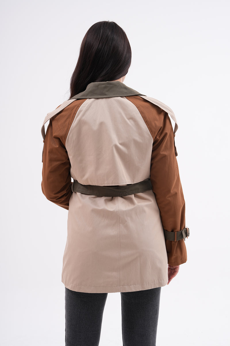 GLX 3 Colors Trench Coat Beige