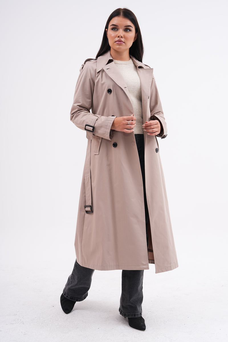 GLX Button Dtld Back Trench Coat Mink