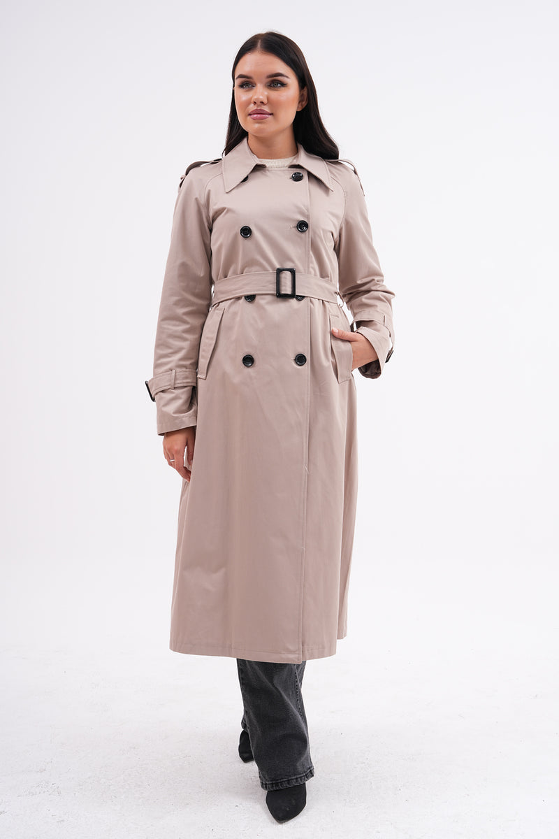 GLX Button Dtld Back Trench Coat Mink