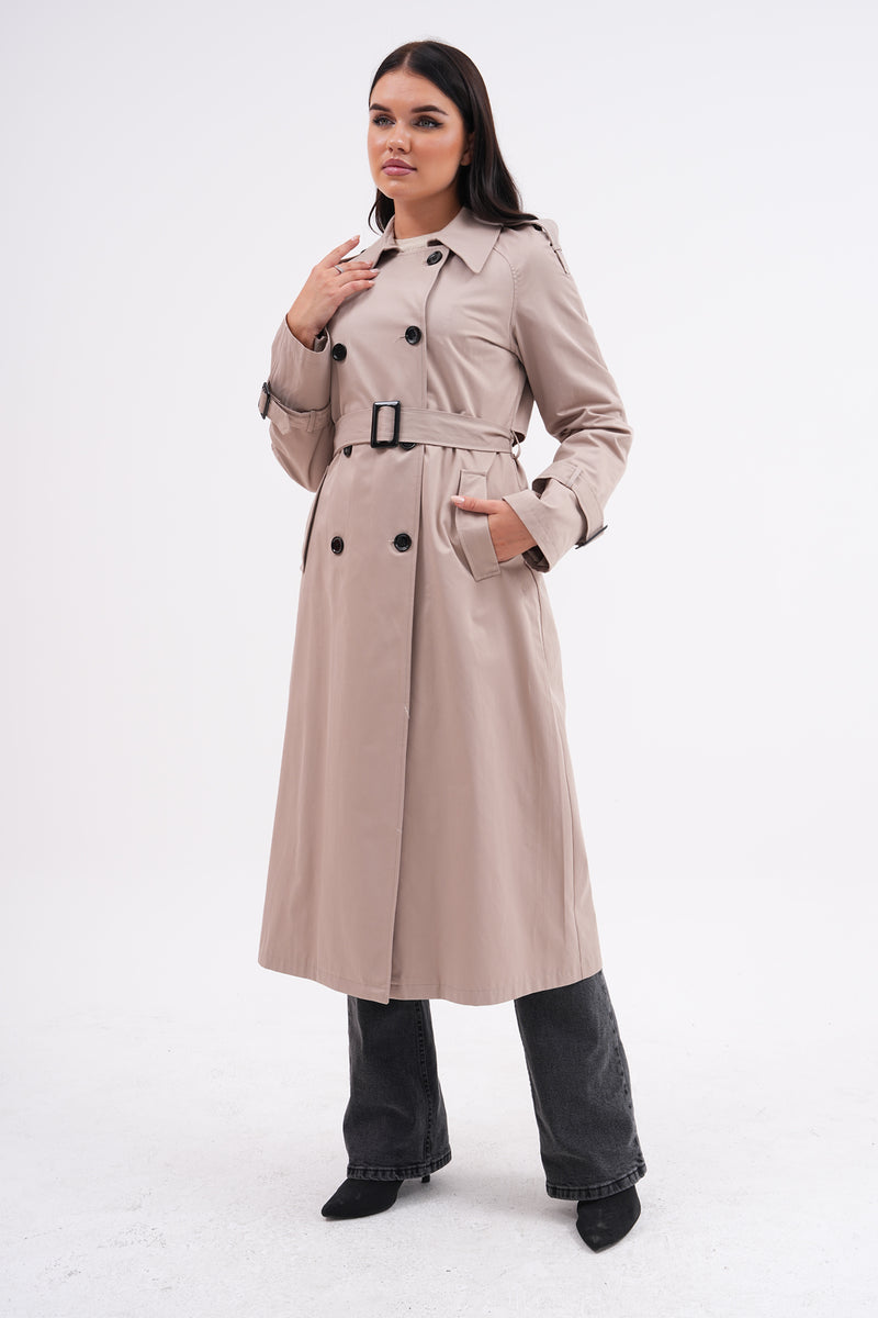 GLX Button Dtld Back Trench Coat Mink