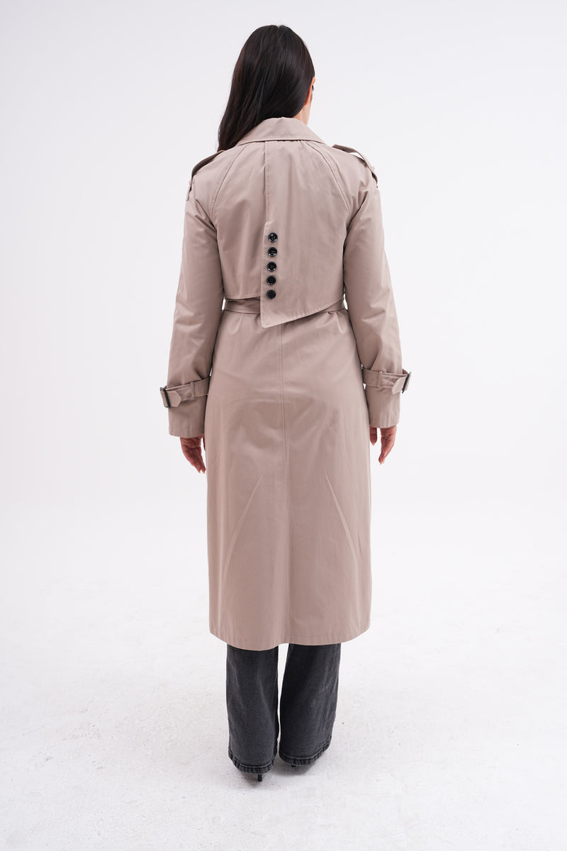 GLX Button Dtld Back Trench Coat Mink