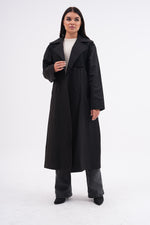 GLX Lace Detailed Trench Coat Black