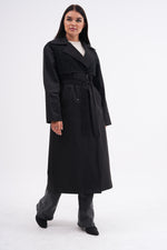 GLX Lace Detailed Trench Coat Black