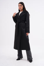 GLX Lace Detailed Trench Coat Black