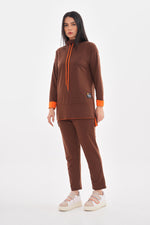 TEG Orange Detailed Tracksuit Brown