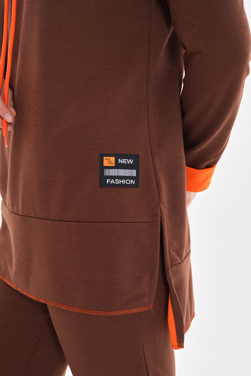 TEG Orange Detailed Tracksuit Brown