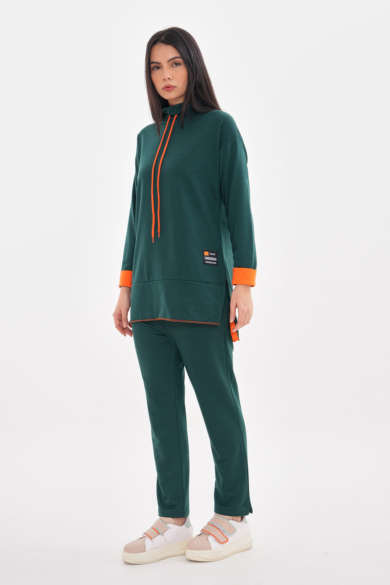 TEG Orange Detailed Tracksuit Green