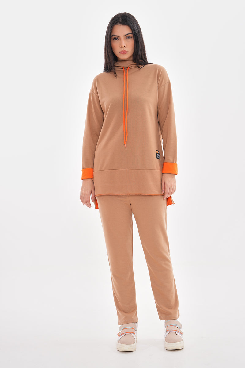 TEG Orange Detailed Tracksuit Camel