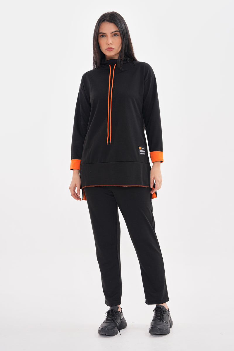 TEG Orange Detailed Tracksuit Black