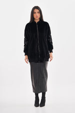TG Arm Detailed Velvet Jacket Black