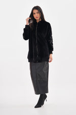 TG Arm Detailed Velvet Jacket Black