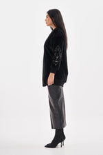 TG Arm Detailed Velvet Jacket Black
