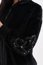 TG Arm Detailed Velvet Jacket Black