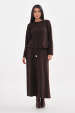 A&W Button Dtld Skirt Set Brown