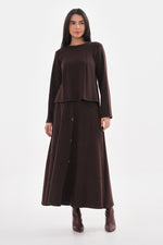 A&W Button Dtld Skirt Set Brown