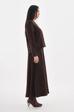 A&W Button Dtld Skirt Set Brown