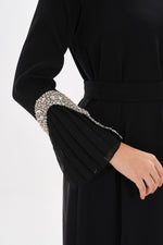 A&W Arm Rhinestone Dtld Dress Black