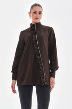 TG Asymmetrical Frilled Sweater Brown