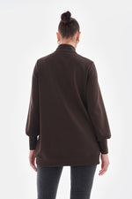 TG Asymmetrical Frilled Sweater Brown