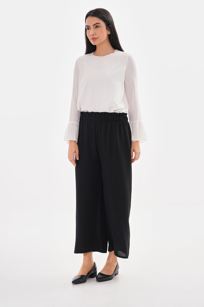 N&C Elastic Belted Pants Black