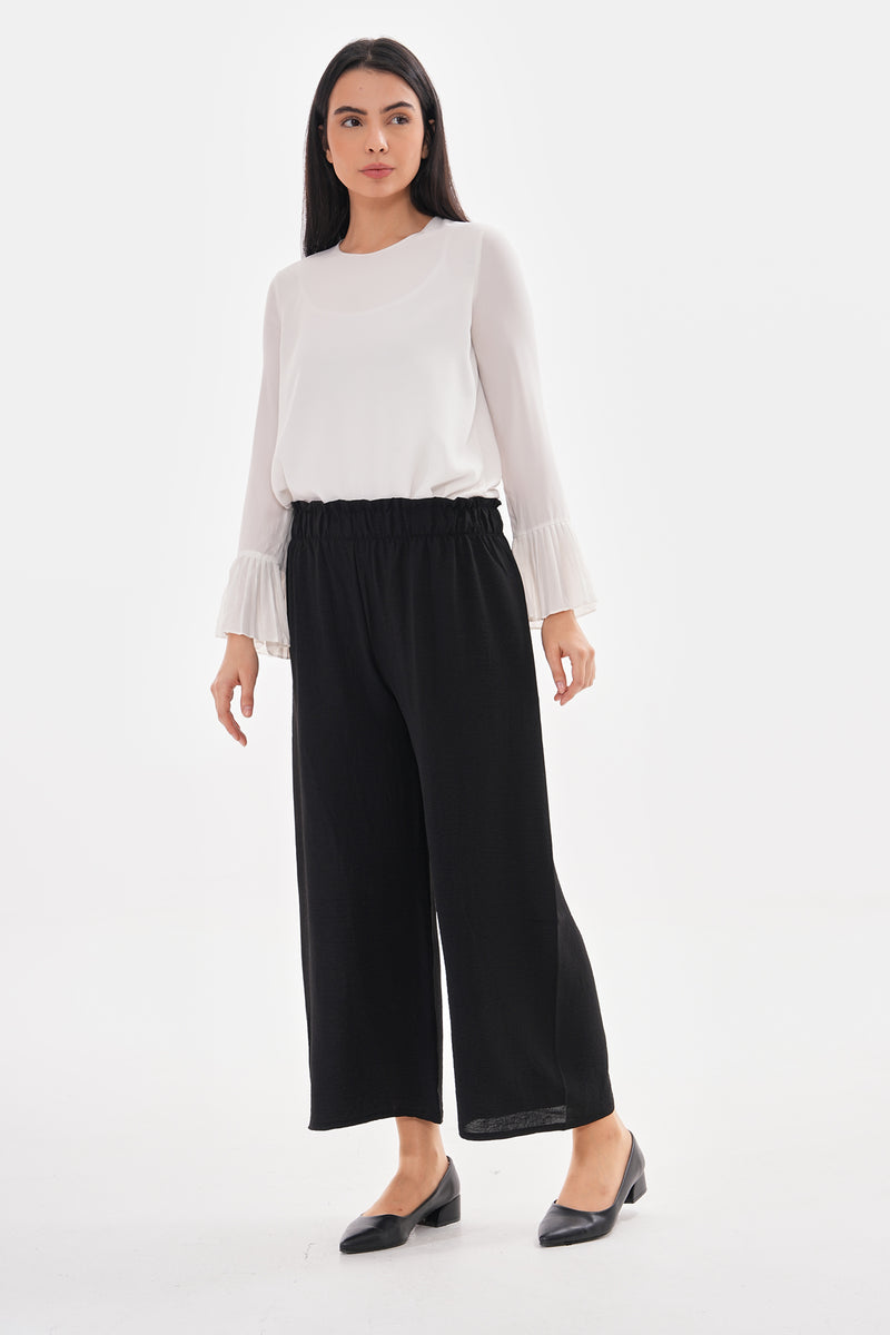 N&C Elastic Belted Pants Black