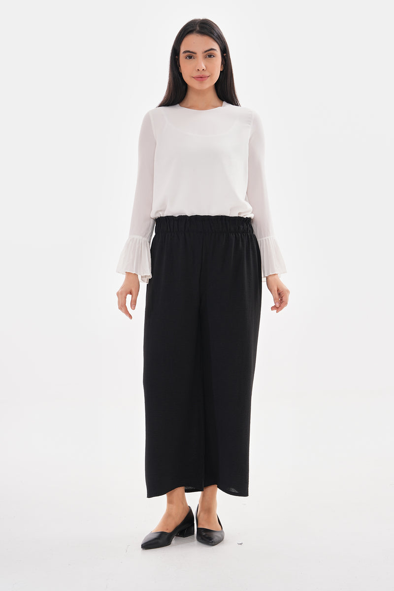 N&C Elastic Belted Pants Black