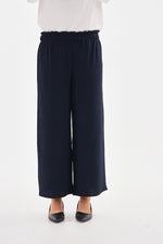 N&C Elastic Belted Pants Navy Blue