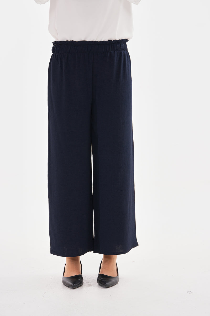 N&C Elastic Belted Pants Navy Blue