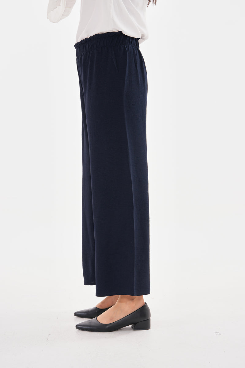 N&C Elastic Belted Pants Navy Blue