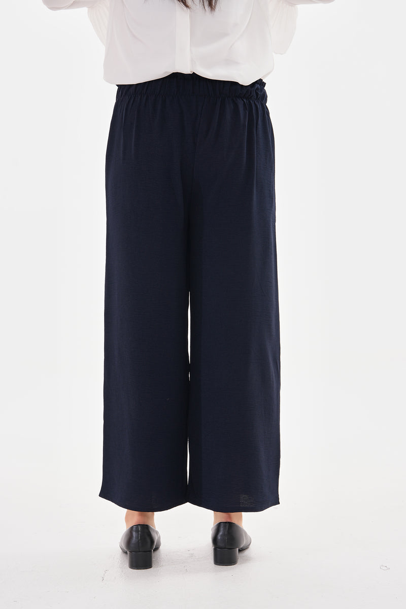 N&C Elastic Belted Pants Navy Blue