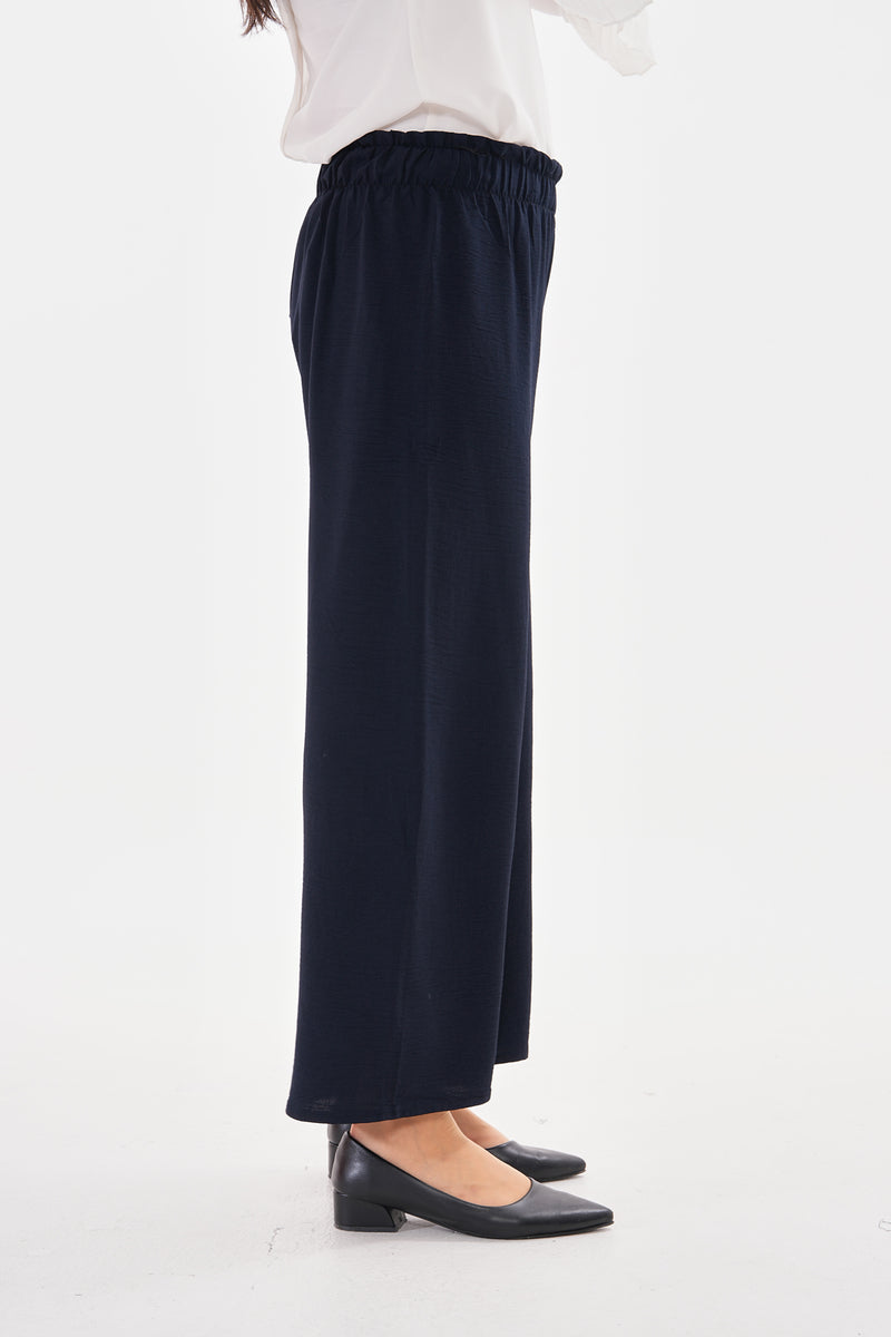 N&C Elastic Belted Pants Navy Blue