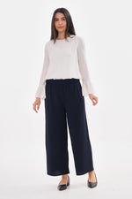 N&C Elastic Belted Pants Navy Blue