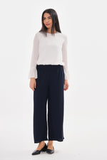 N&C Elastic Belted Pants Navy Blue