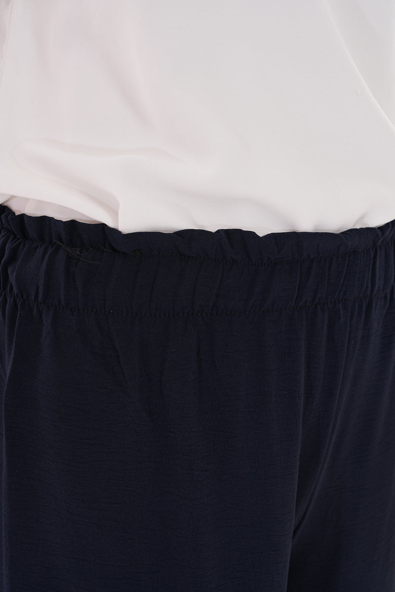 N&C Elastic Belted Pants Navy Blue