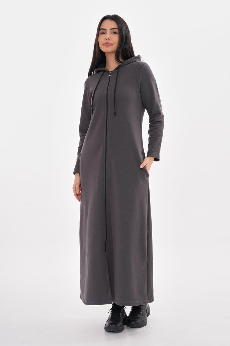 JMN Hoodied Long Cape Anthracite