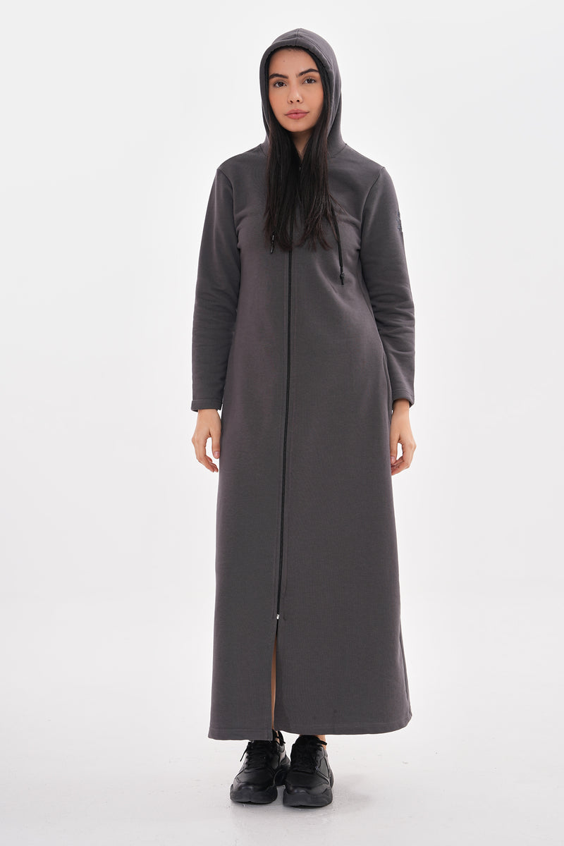 JMN Hoodied Long Cape Anthracite