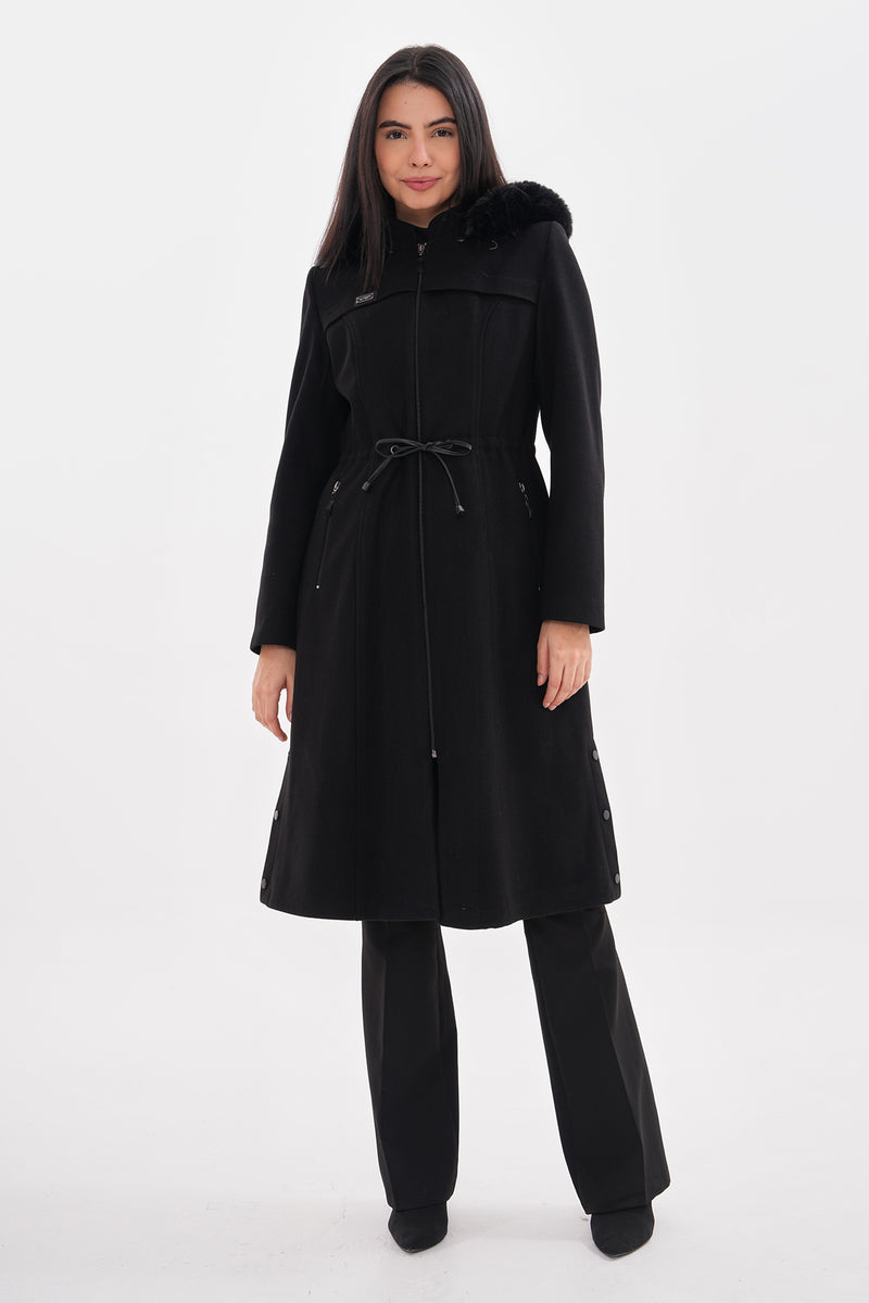 O&F Hoodied Cachet Coat Black