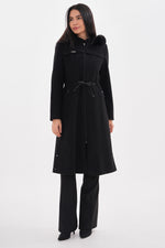 O&F Hoodied Cachet Coat Black