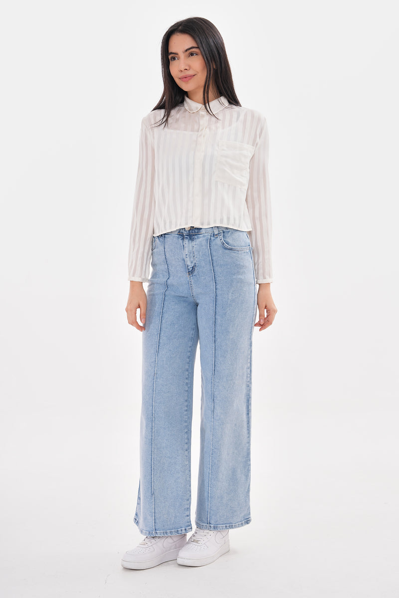 NSH Wide Denim Pants Blue