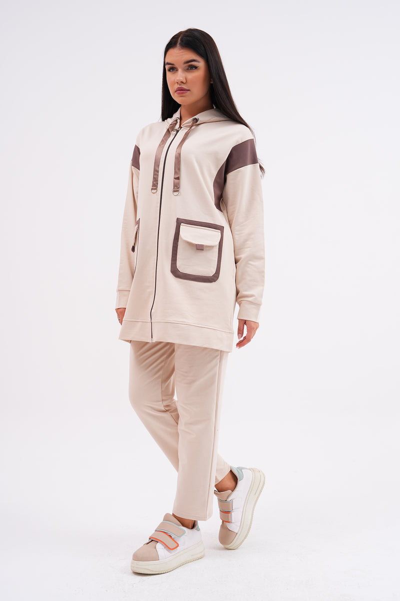 SCL Two Colors Tracksuit Beige