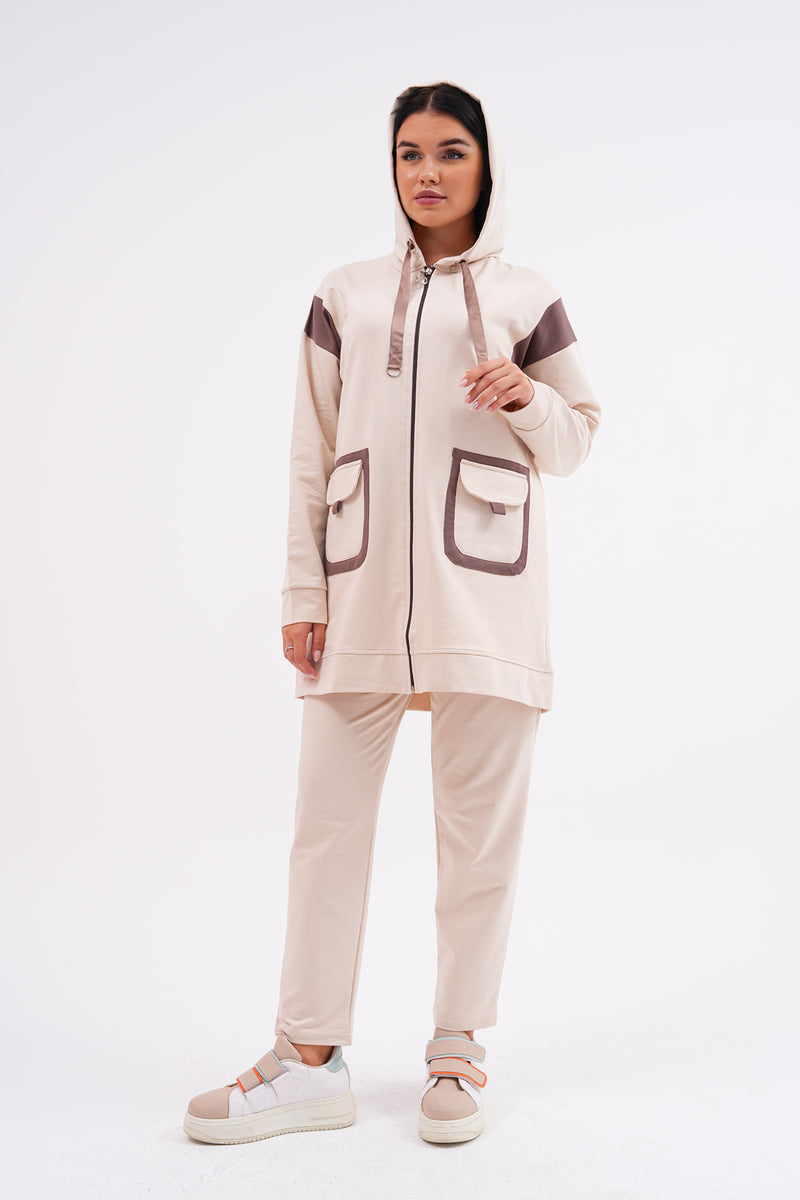 SCL Two Colors Tracksuit Beige