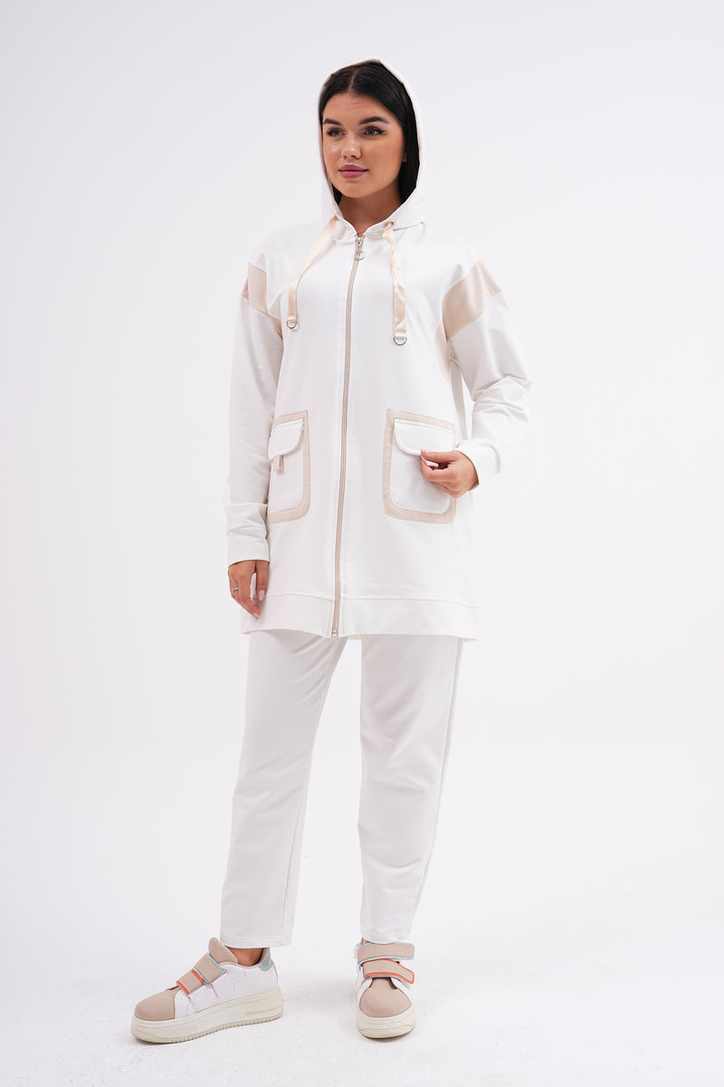 SCL Two Colors Tracksuit Ecru