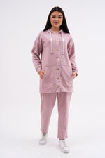 SCL Snap Button Hoodied Tracksuit Pink