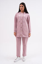 SCL Snap Button Hoodied Tracksuit Pink