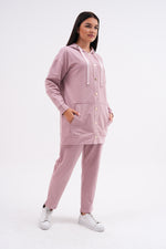 SCL Snap Button Hoodied Tracksuit Pink