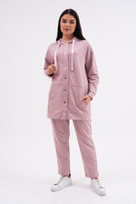 SCL Snap Button Hoodied Tracksuit Pink