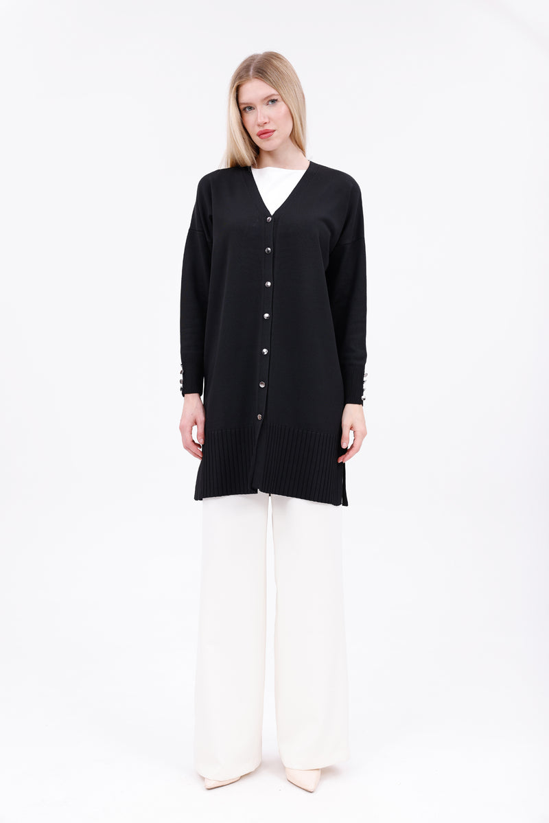 ZZ Begum Knitted Winter Cardigan Black