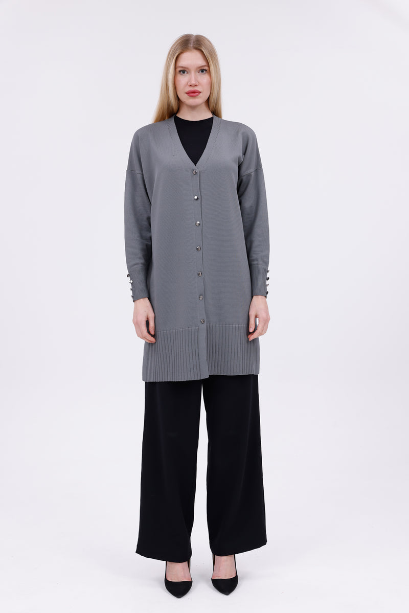 ZZ Begum Knitted Winter Cardigan Gray