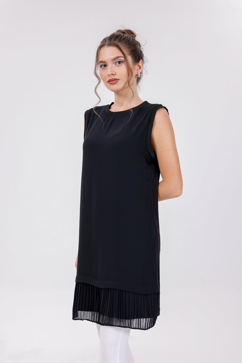 HLD Chiffon Pleated Inner Tunic Black